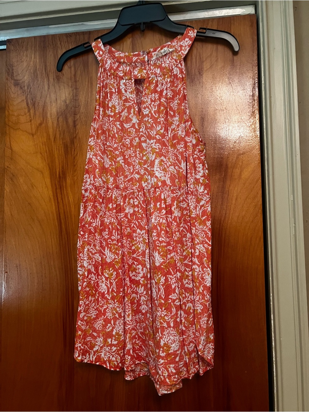 Jane and Delancey Coral Floral Halter Mini Dress